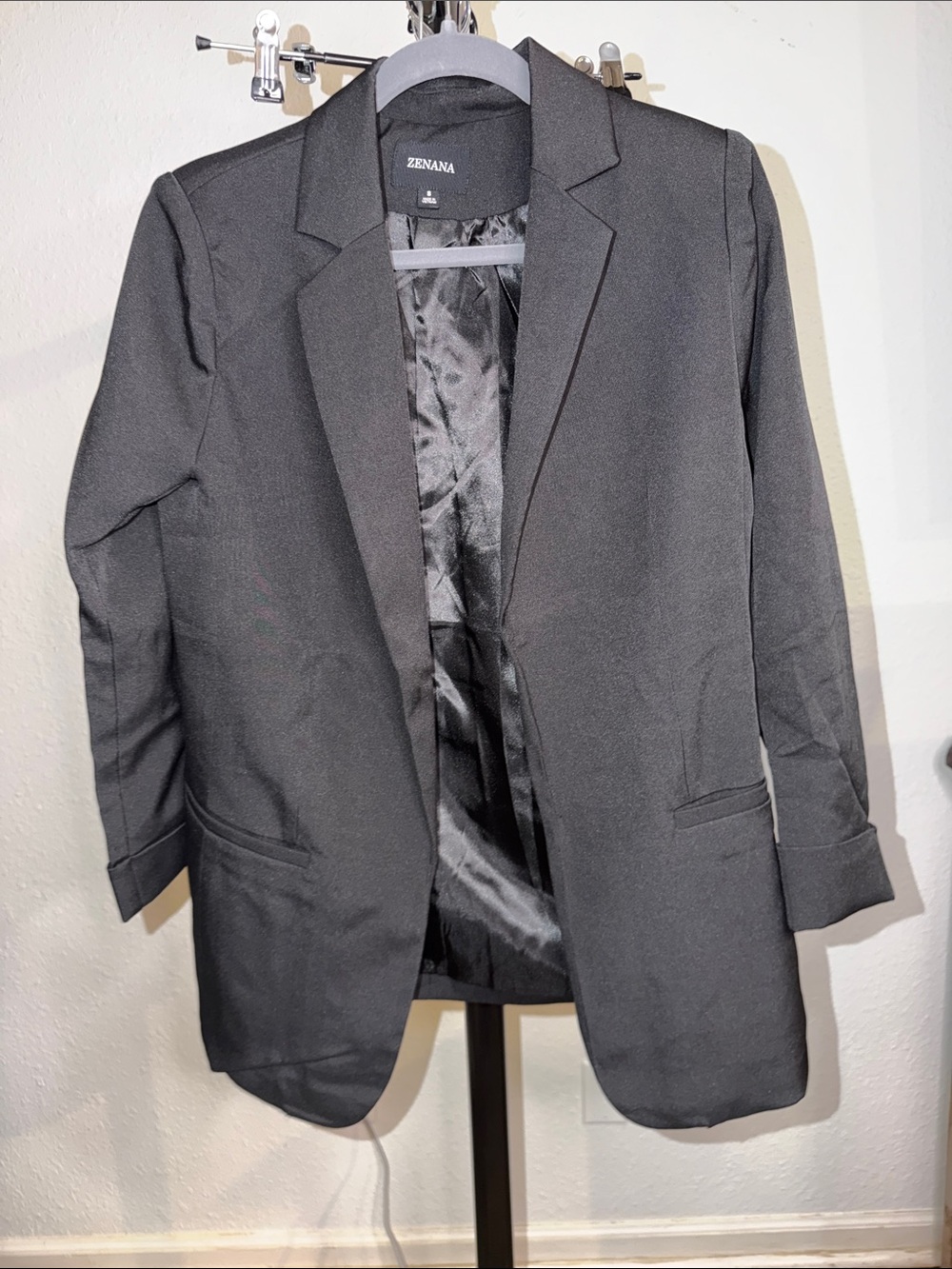 Zenana Black Women's Blazer with Satin Lining